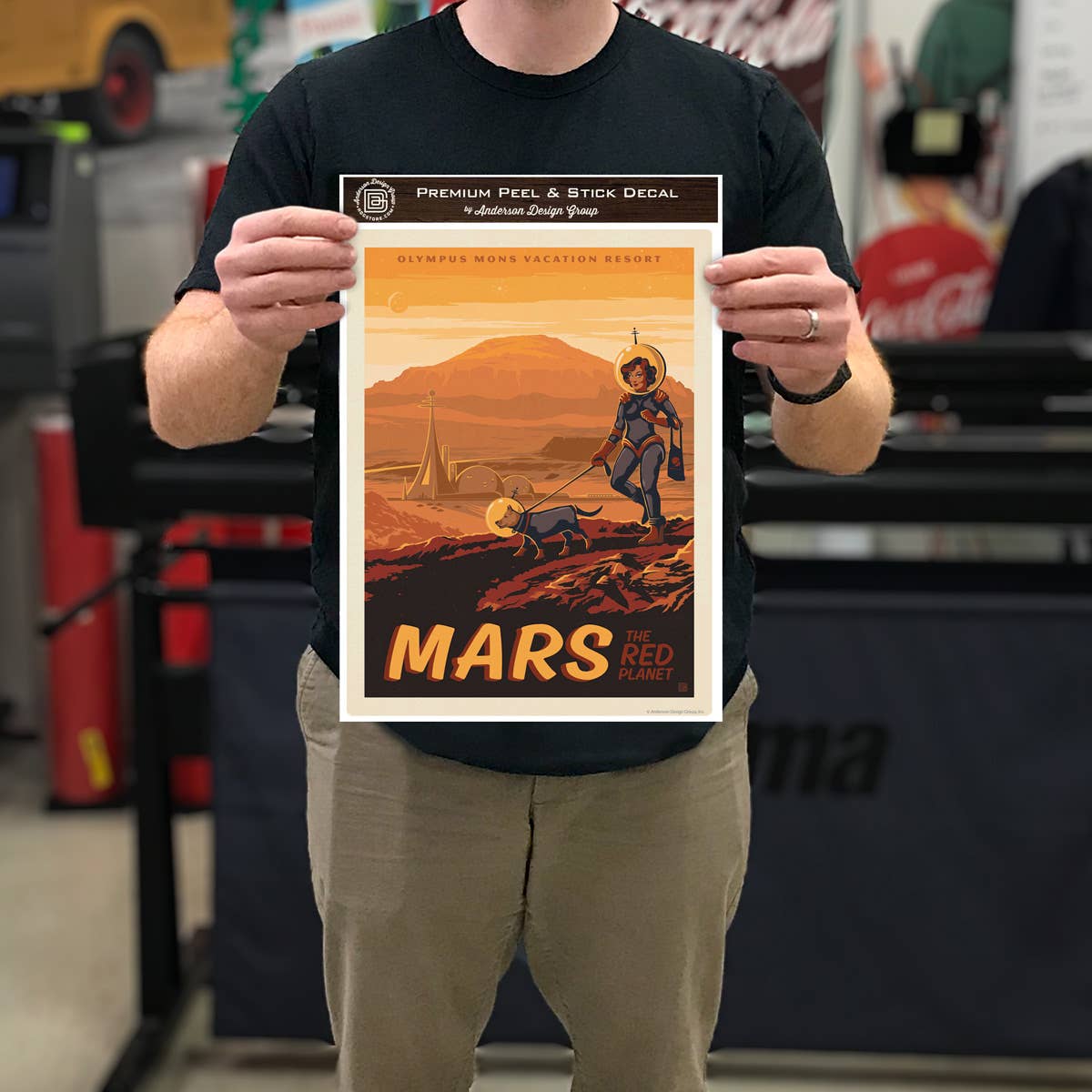 Mars : La planète rouge – Décalcomanie murale vintage pour voyage spatial