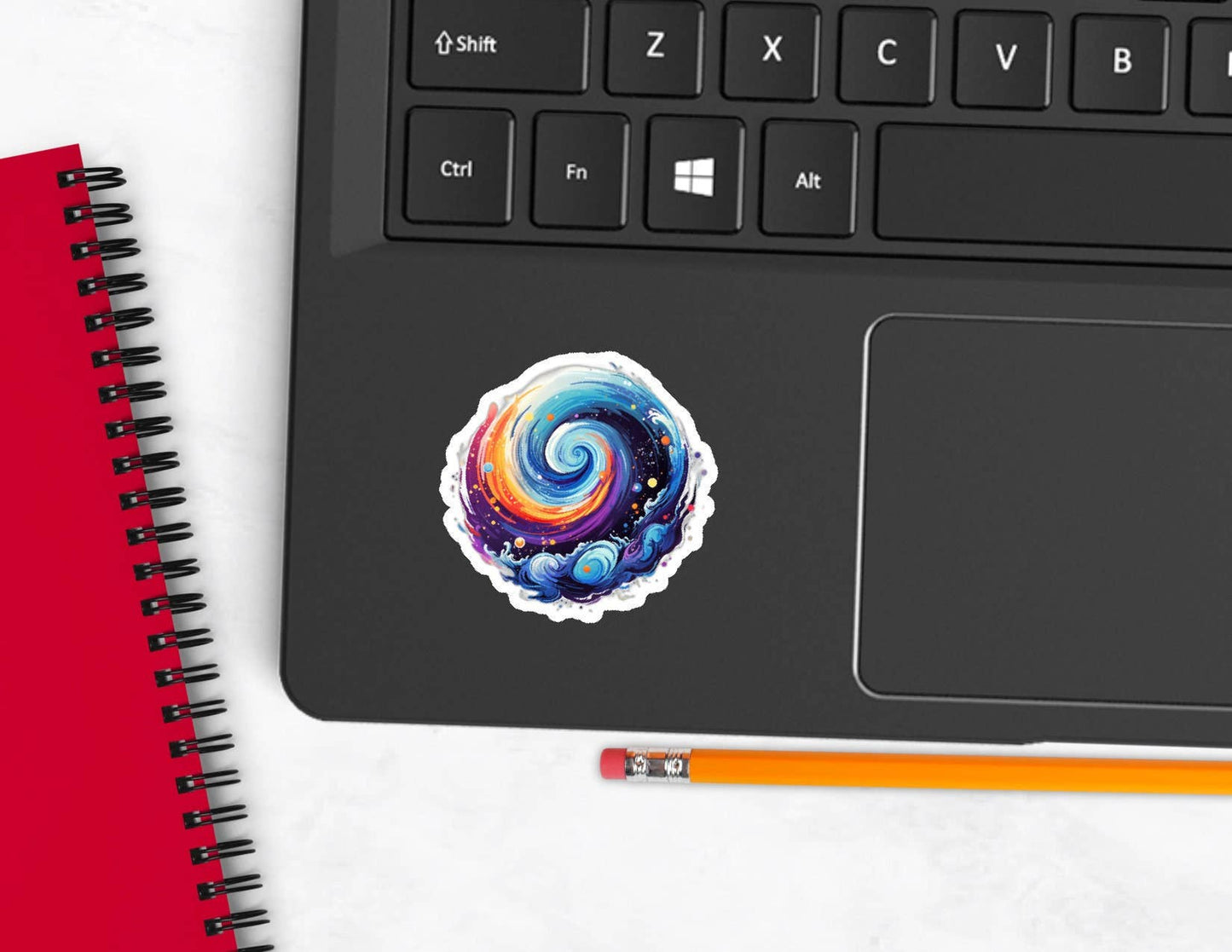 Psychedelic Swirling Galaxy - Pegatina de vinilo impermeable de 2"