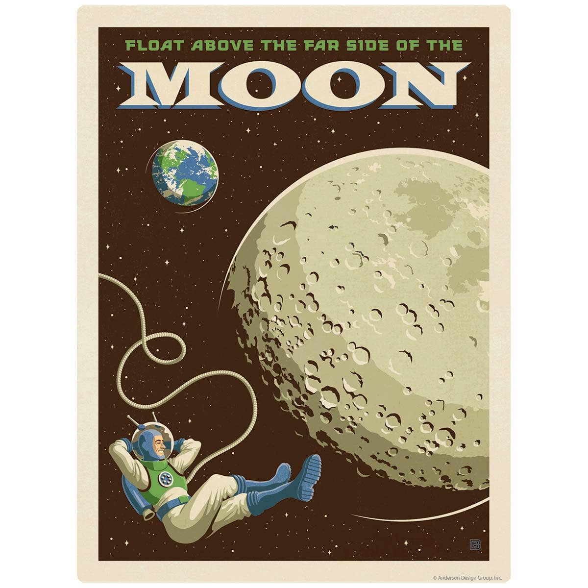 Lune : Décalcomanie murale de voyage spatial vintage