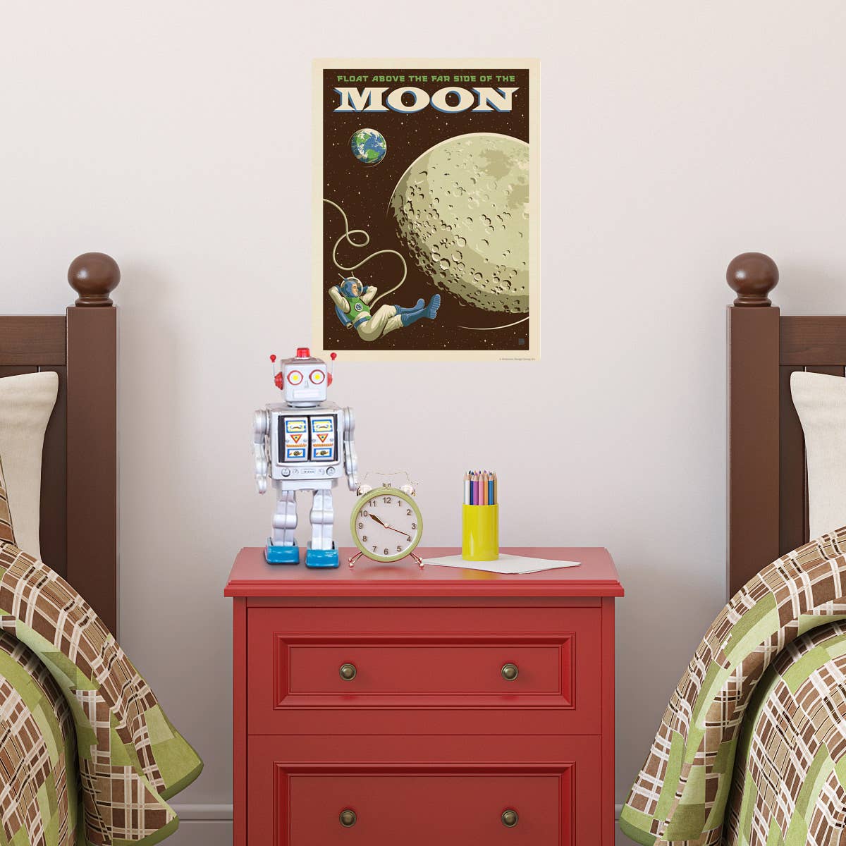 Lune : Décalcomanie murale de voyage spatial vintage