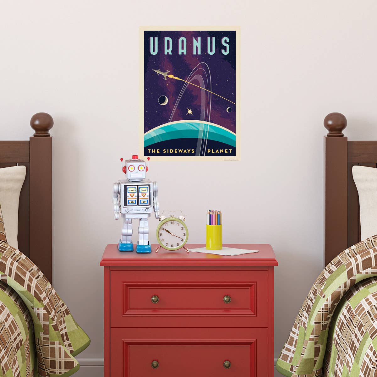 Uranus: Vintage Raumfahrt Wandtattoo