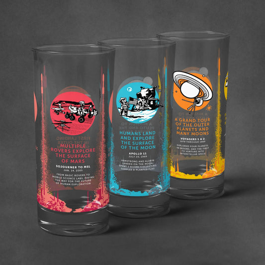 Space Milestone Tumbler Glasses (Moon, Mars, and the Outer Planets)