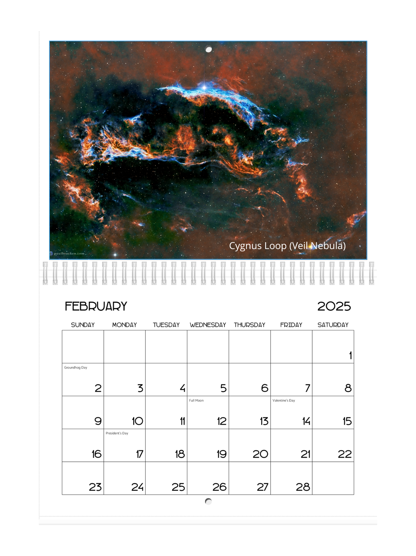 2025 Deep Space Calendar, Thick Glossy Paper, 17" x 11"