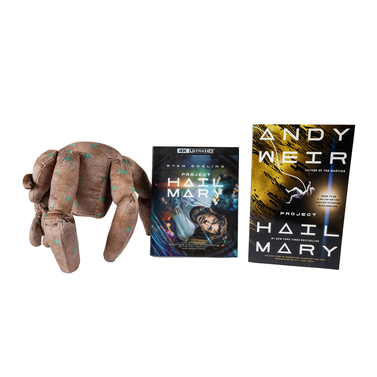 Project Hail Mary collector bundle with Rocky plush, 4K Ultra HD movie, and Andy Weir paperback novel