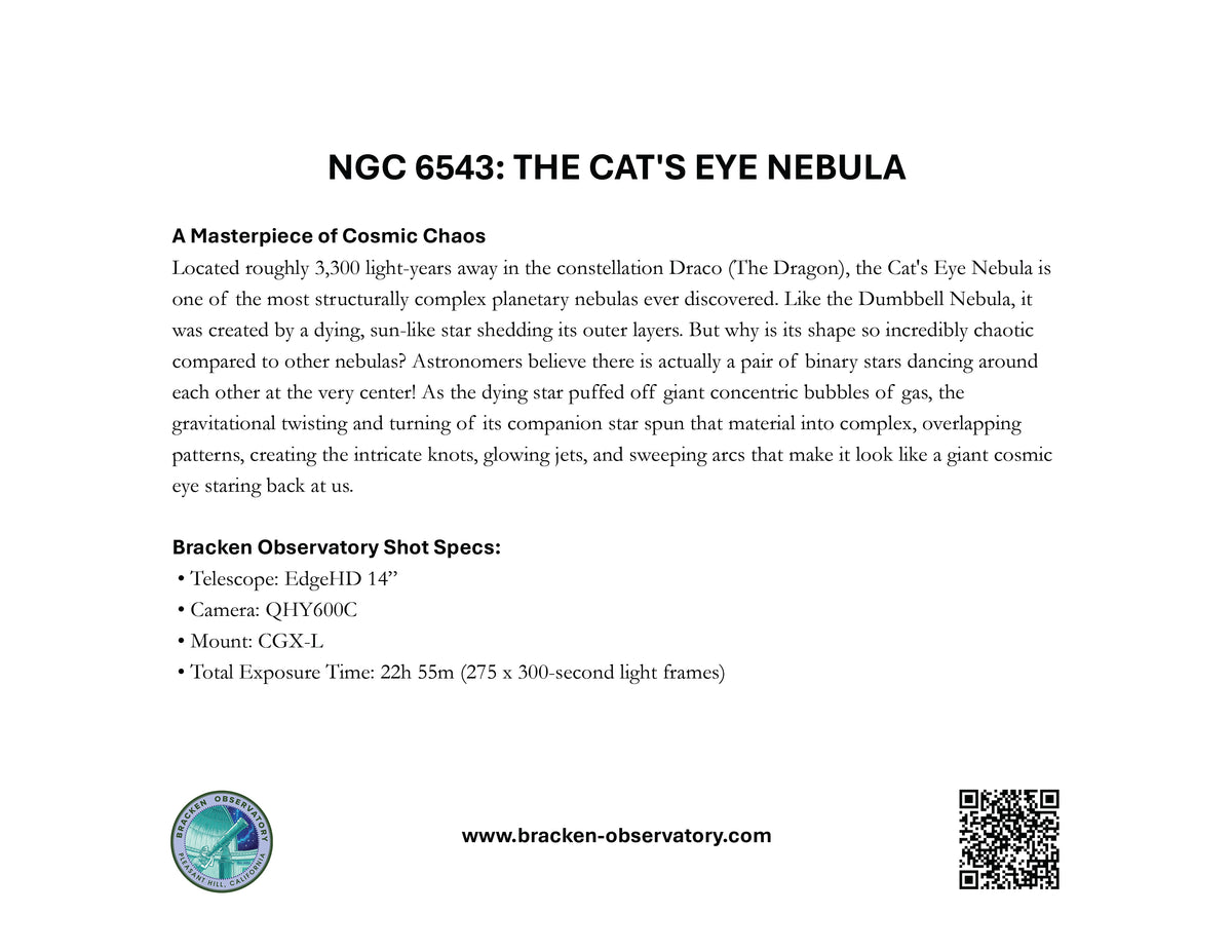 Deep Space Photo Print: NGC 6543 - The Cat's Eye Nebula