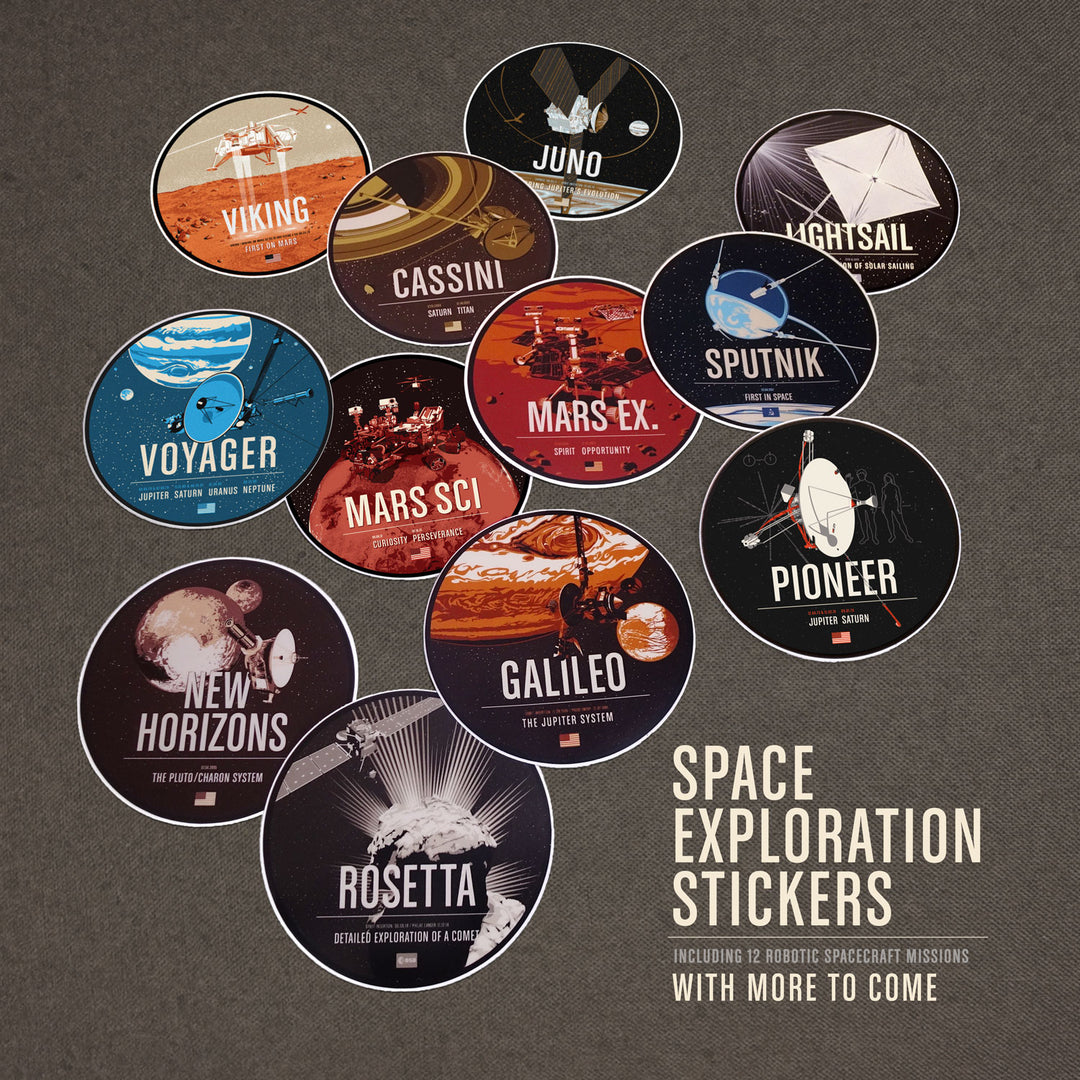 12 Historic Robotic Space Exploration Stickers