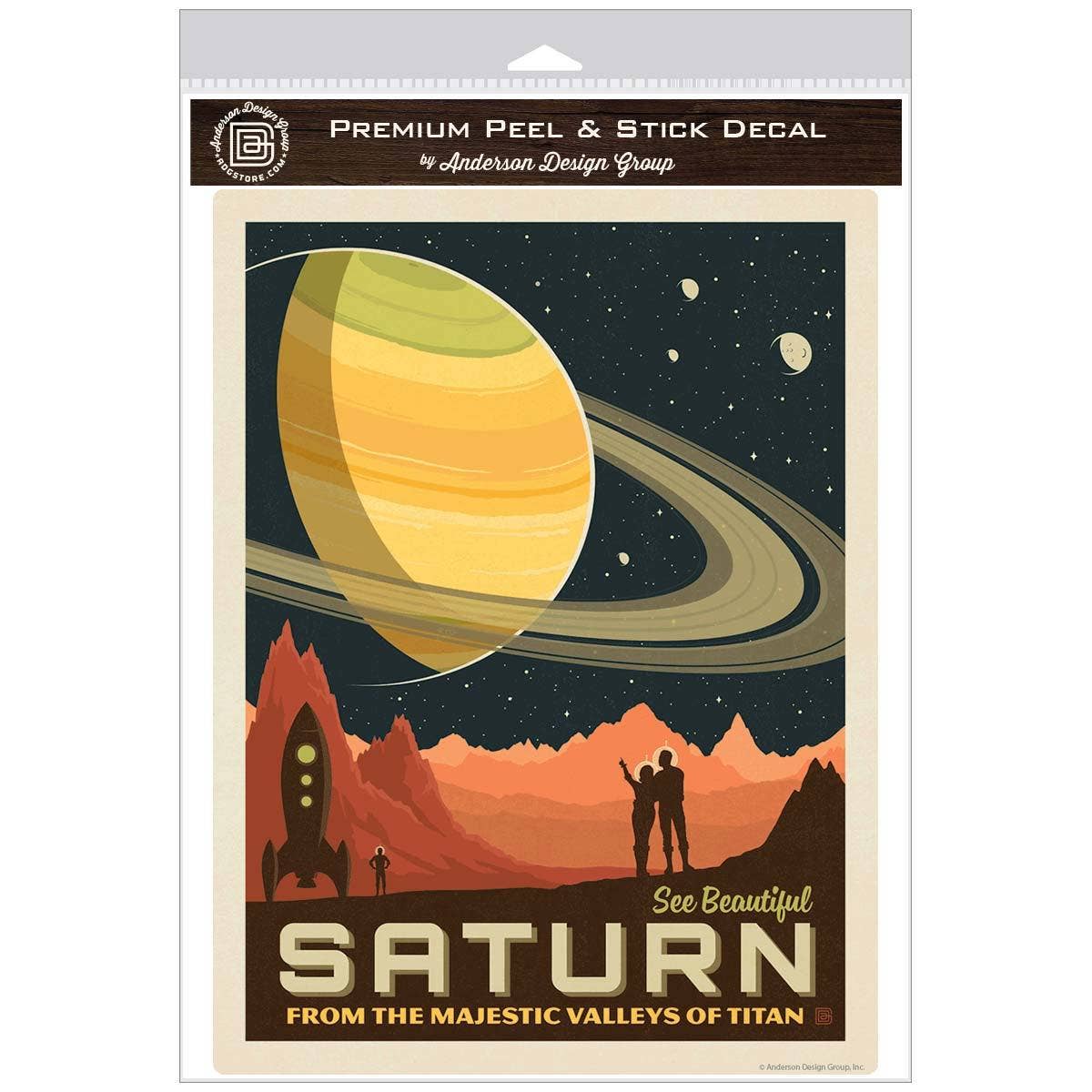 Saturne : Décalcomanie murale de voyage spatial vintage