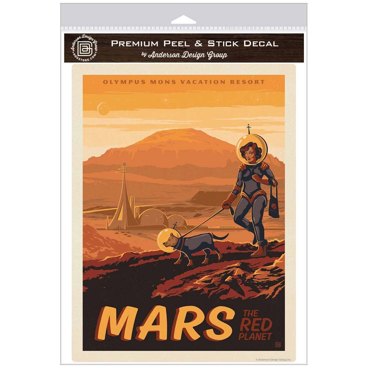 Mars : La planète rouge – Décalcomanie murale vintage pour voyage spatial