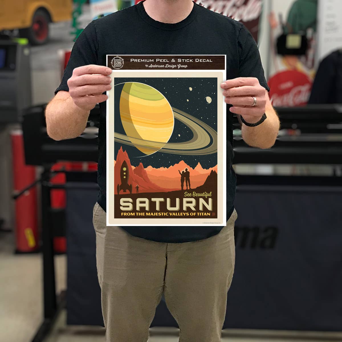 Saturne : Décalcomanie murale de voyage spatial vintage