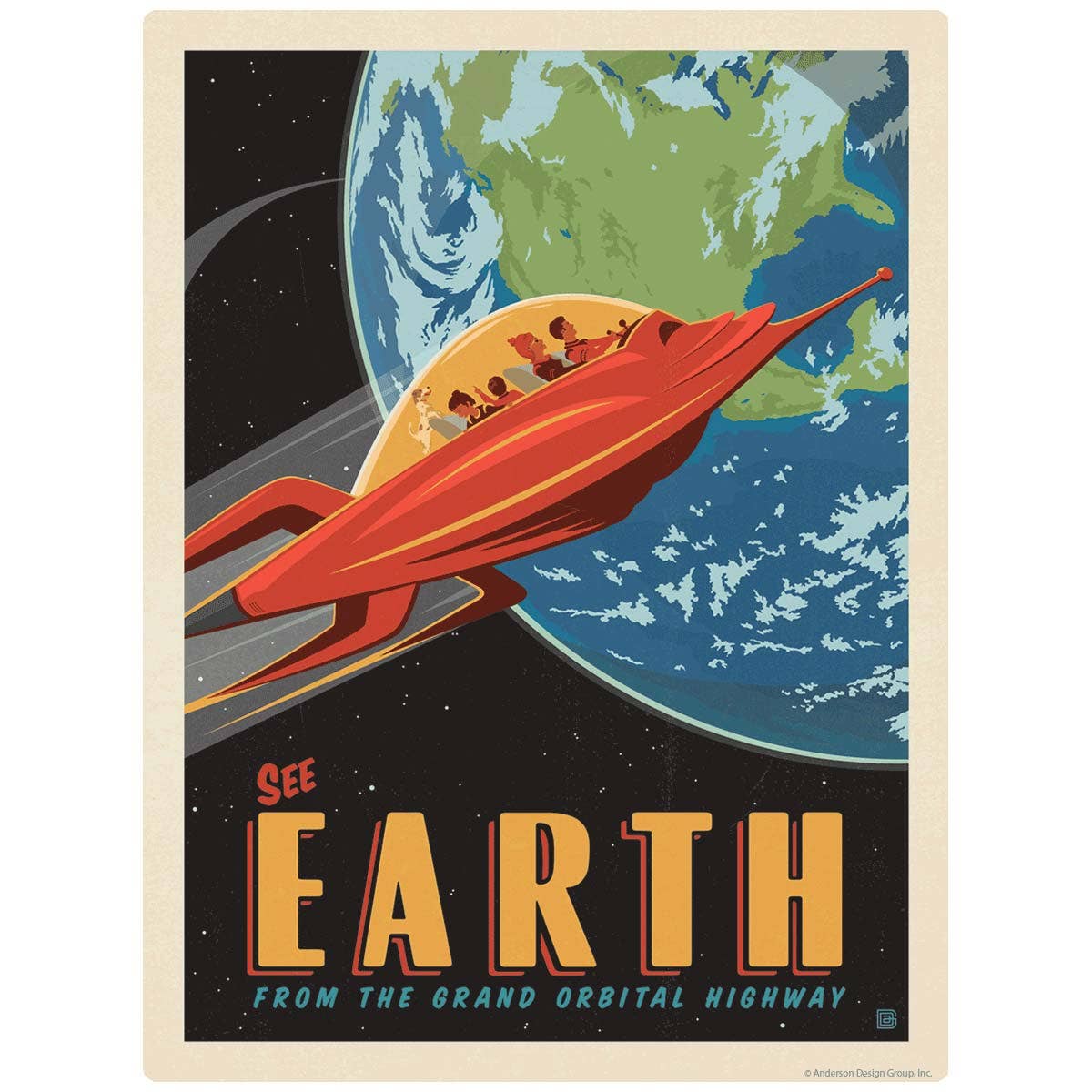 Tierra: Vinilo decorativo vintage para viajes espaciales