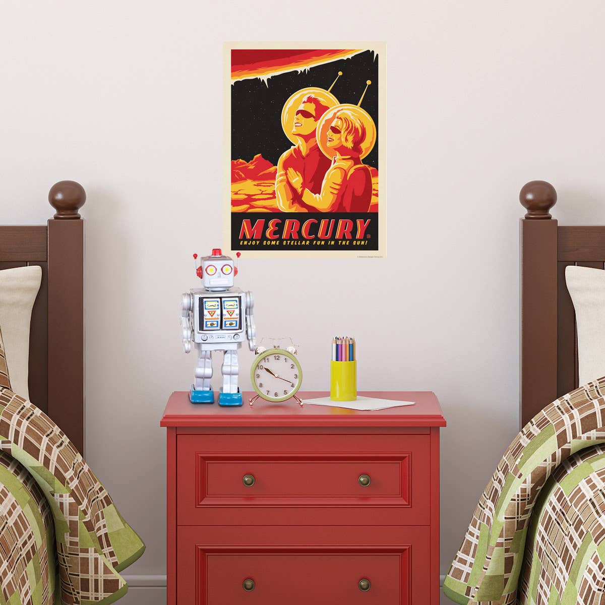 Mercure : Décalcomanie murale de voyage spatial vintage